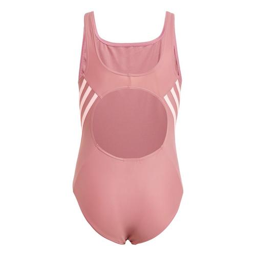 Rückansicht von adidas 3-Streifen Badeanzug Badeanzug Kinder Preloved Crimson / Pink Spark