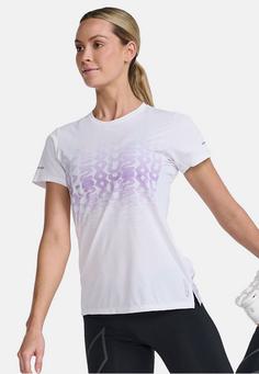Rückansicht von 2XU Light Speed Tee Funktionsshirt Damen white/lavender reflective