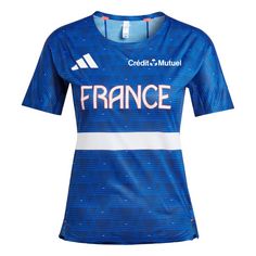 adidas Team France Athletisme T-Shirt T-Shirt Damen Semi Lucid Blue