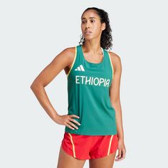 Rückansicht von adidas Team Äthiopien Running Tanktop Tanktop Damen Collegiate Green
