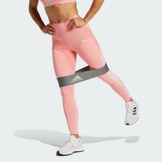 Rückansicht von adidas Optime 3-Streifen Full-Length Leggings Tights Damen Semi Pink Spark