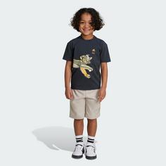 Rückansicht von adidas Disney Der König der Löwen T-Shirt Set Trainingsanzug Kinder Carbon / Wonder Beige / Semi Spark