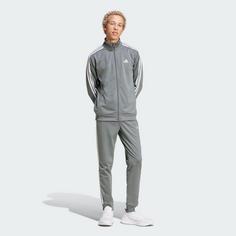 Rückansicht von adidas Basic 3-Streifen Tricot Trainingsanzug Trainingsanzug Herren Grey Four