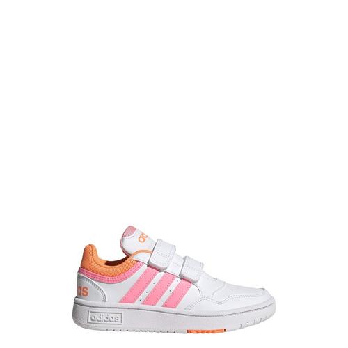 Rückansicht von adidas Hoops Schuh Sneaker Kinder Cloud White / Beam Pink / Screaming Orange