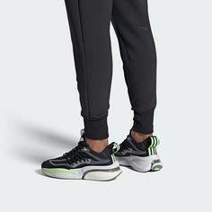 Rückansicht von adidas Alphaboost V1 Schuh Sneaker Core Black / Charcoal Solid Grey / Green Spark