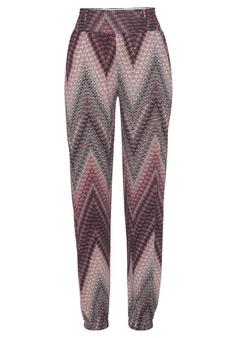 Lascana Jerseyhose Printhose Damen sand-bordeaux bedruckt