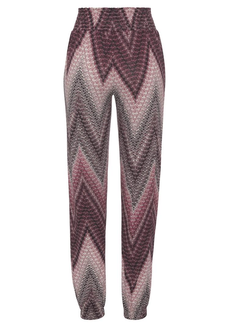 Lascana Lascana Jerseyhose Printhose Damen - sand - bordeaux - 0 | SportScheck