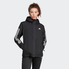 Rückansicht von adidas Essentials 3-Streifen RAIN.RDY Jacke Funktionsjacke Damen Black