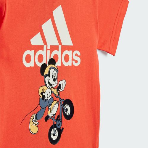 Rückansicht von adidas Disney Micky Maus T-Shirt-Set Trainingsanzug Kinder Bright Red / Off White / Semi Spark