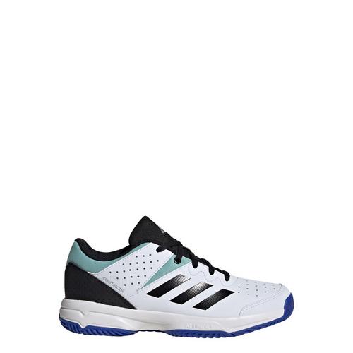 Rückansicht von adidas Court Stabil Schuh Sneaker Kinder Cloud White / Core Black / Lucid Blue