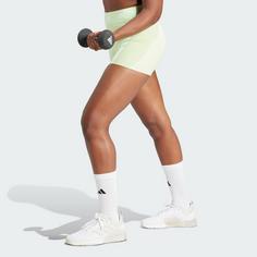 Rückansicht von adidas Techfit kurze Leggings Funktionsshorts Damen Semi Green Spark