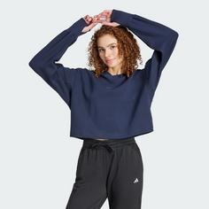 Rückansicht von adidas ALL SZN Ribbed V-Neck Sweatshirt Langarmshirt Damen Legend Ink