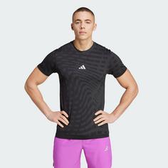 Rückansicht von adidas Gym+ Training Seamless T-Shirt T-Shirt Herren Black / Grey Six
