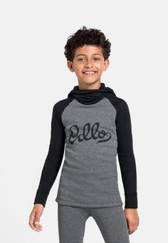 Rückansicht von Odlo ACTIVE WARM KIDS Funktionsshirt Kinder black odlo steel grey melange(60266)