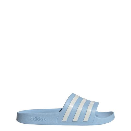 Rückansicht von adidas Aqua adilette Badelatschen Damen Glow Blue / Zero Metalic / Zero Metalic