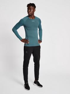 Rückansicht von hummel hmlTE MIKE SEAMLESS T-SHIRT L/S Funktionsshirt Herren NORTH ATLANTIC/ASPHALT MELANGE