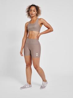 Rückansicht von hummel hmlTE TOLA HW TIGHT SHORTS Funktionsshorts Damen DRIFTWOOD