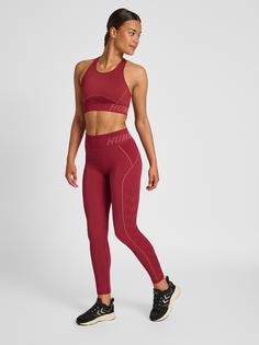 Rückansicht von hummel hmlTE CHRISTEL SEAMLESS SPORTS TOP Funktionsshirt Damen CABERNET/APPLE BUTTER MELANGE