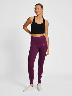 Rückansicht von hummel hmlMT CHIPO MID WAIST TIGHTS Tights Damen GRAPE WINE