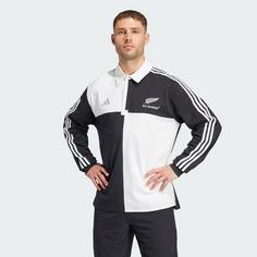 Rückansicht von adidas All Blacks Rugby Culture Trikot Pololangarmshirt Herren All Black / White
