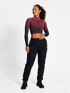 Rückansicht von hummel hmlMT FADE SEAMLESS HALF ZIP Funktionssweatshirt Damen BITTER CHOCOLATE/MINERAL RED