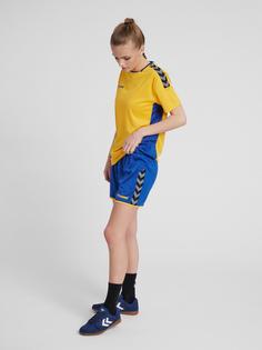 Rückansicht von hummel hmlAUTHENTIC POLY SHORTS WOMAN Funktionsshorts Damen TRUE BLUE/SPORTS YELLOW