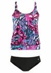 Lascana Oversize-Tankini Bikini Set Damen - schwarz-pink