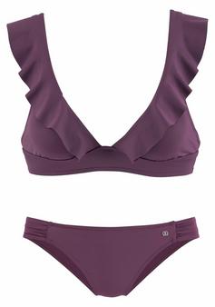 JETTE Triangel-Bikini Bikini Set Damen bordeaux
