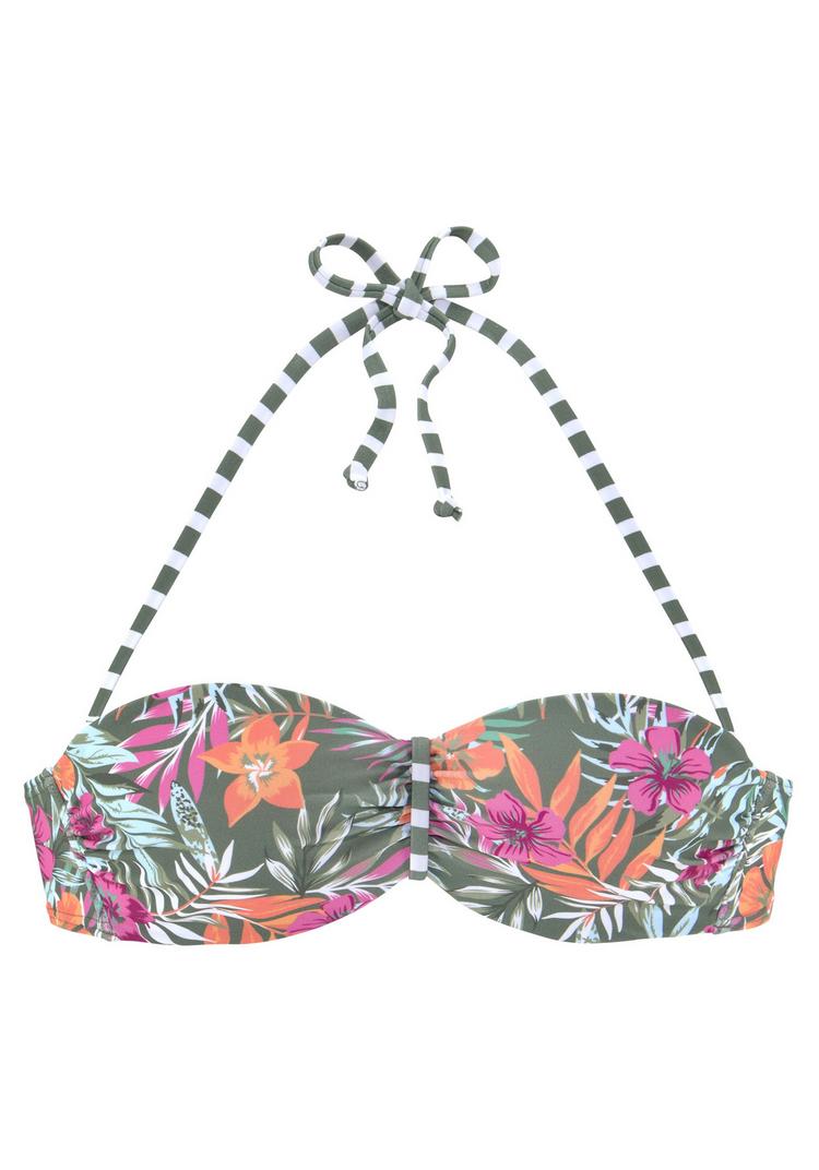 VENICE BEACH VENICE BEACH Bandeau-Bikini-Top Bikini Oberteil Damen - oliv-bedruckt - 0 | SportScheck