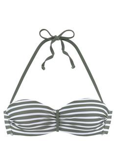 VENICE BEACH Bandeau-Bikini-Top Bikini Oberteil Damen oliv gestreift