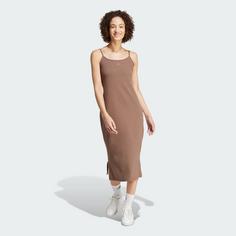 Rückansicht von adidas ALL SZN Rib Fitted Midi Kleid Kleid Damen Earth Strata