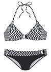 JETTE Triangel-Bikini Bikini Set Damen - schwarz-wei&szlig;