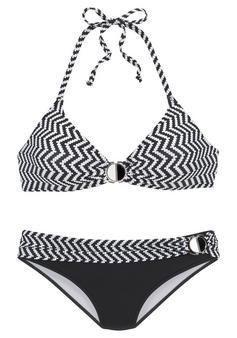 JETTE Triangel-Bikini Bikini Set Damen schwarz-weiß