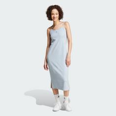 Rückansicht von adidas ALL SZN Rib Fitted Midi Kleid Kleid Damen Wonder Blue