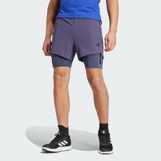 Rückansicht von adidas Power Workout Two-in-One Shorts Funktionsshorts Herren Shadow Navy / Black