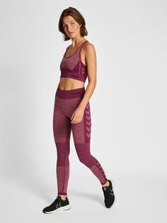 Rückansicht von hummel hmlCLEA SEAMLESS MID WAIST TIGHTS Tights Damen GRAPE WINE/CRUSHED BERRY MEL