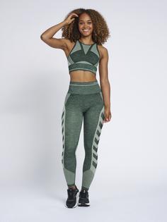 Rückansicht von hummel hmlVERA SEAMLESS SPORTS TOP Funktionstop Damen DARKEST SPRUCE/BASIL MELANGE