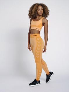 Rückansicht von hummel hmlCLEA SEAMLESS SPORTS TOP Funktionstop Damen BLAZING ORANGE/CARROT CURL MELANGE