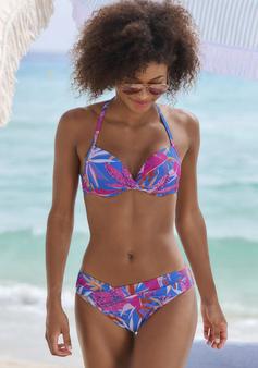 Rückansicht von Buffalo Push-Up-Bikini-Top Bikini Oberteil Damen blau-pink bedruckt