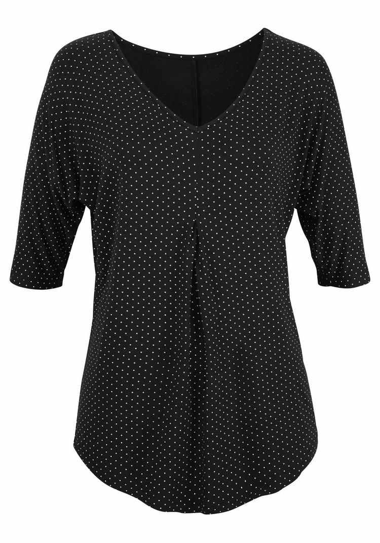 Lascana Lascana Kurzarmshirt T-Shirt Damen - schwarz-gepunktet - 0 | SportScheck