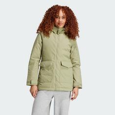 Rückansicht von adidas Paveric Fur Parka Softshelljacke Damen Tent Green