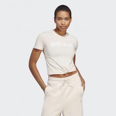 Rückansicht von adidas LOUNGEWEAR Essentials Slim Logo T-Shirt T-Shirt Damen Wonder Quartz / White