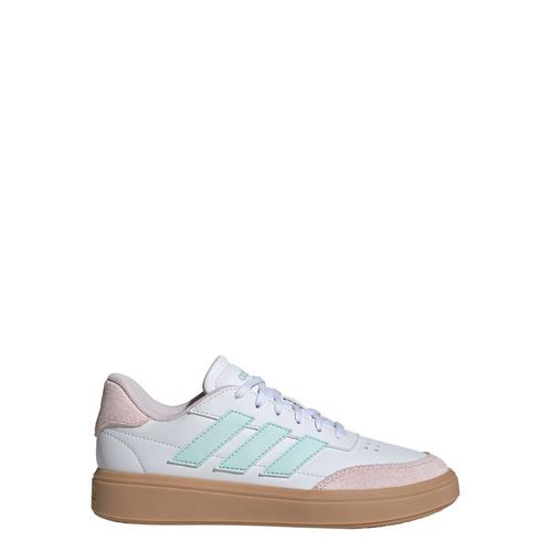 Rückansicht von adidas Courtblock Schuh Sneaker Kinder Cloud White / Halo Mint / Almost Pink