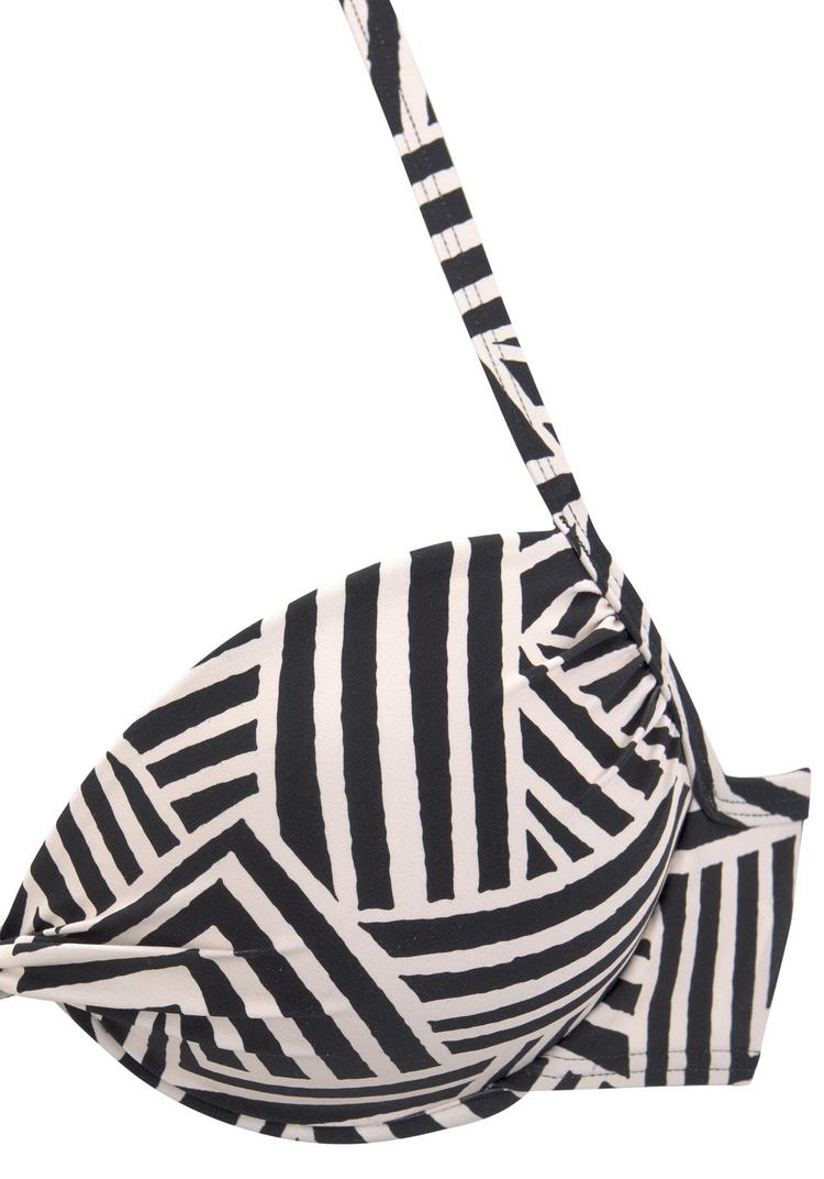 Lascana Lascana Push-Up-Bikini-Top Bikini Oberteil Damen - schwarz-creme - 0 | SportScheck