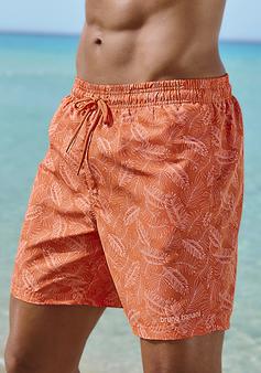 Rückansicht von BRUNO BANANI Badeshorts Badeshorts Herren orange bedruckt