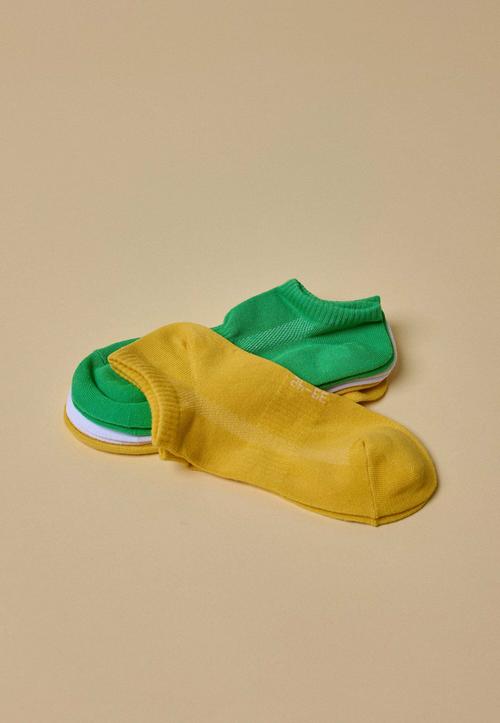 Rückansicht von Snocks Sneaker Socken aus Bio-Baumwolle Freizeitsocken Mix (Grün/Weiß/Gelb)