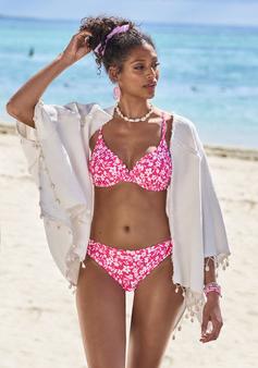 Rückansicht von Vivance Bügel-Bikini-Top Bikini Oberteil Damen neonpink-weiß