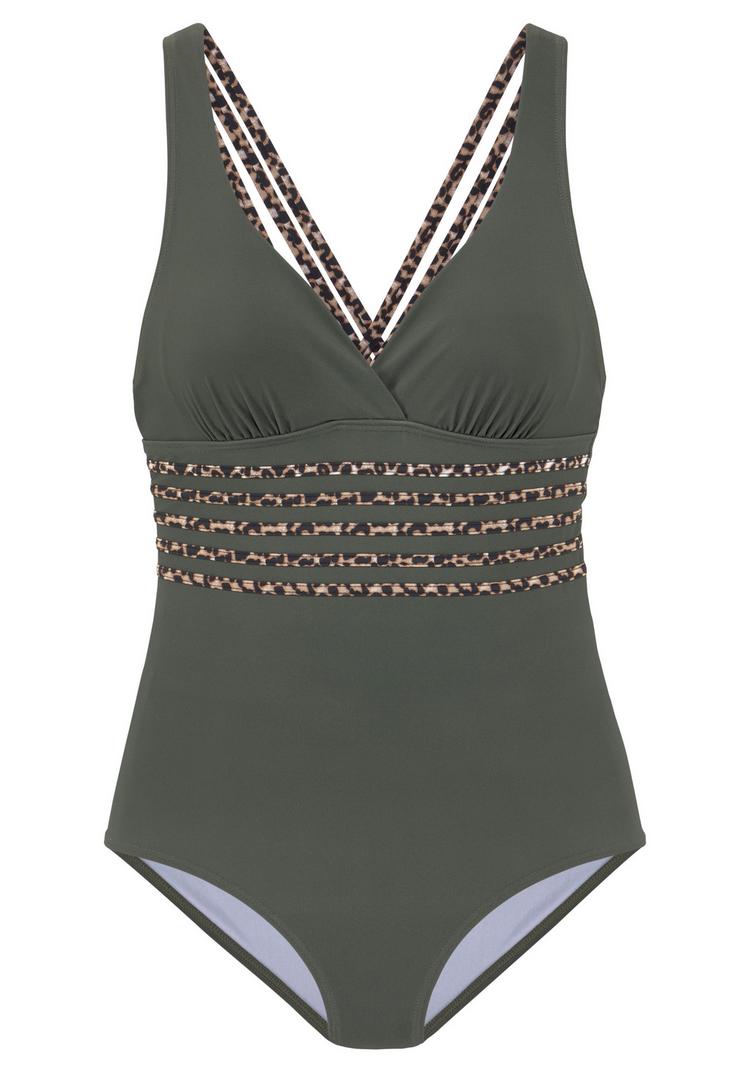 Lascana Lascana Badeanzug Badeanzug Damen - oliv-leo - 0 | SportScheck