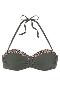 Lascana Bügel-Bandeau-Bikini-Top Bikini Oberteil Damen oliv-leo