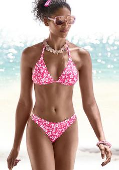 Rückansicht von Vivance Triangel-Bikini-Top Bikini Oberteil Damen neonpink-weiß